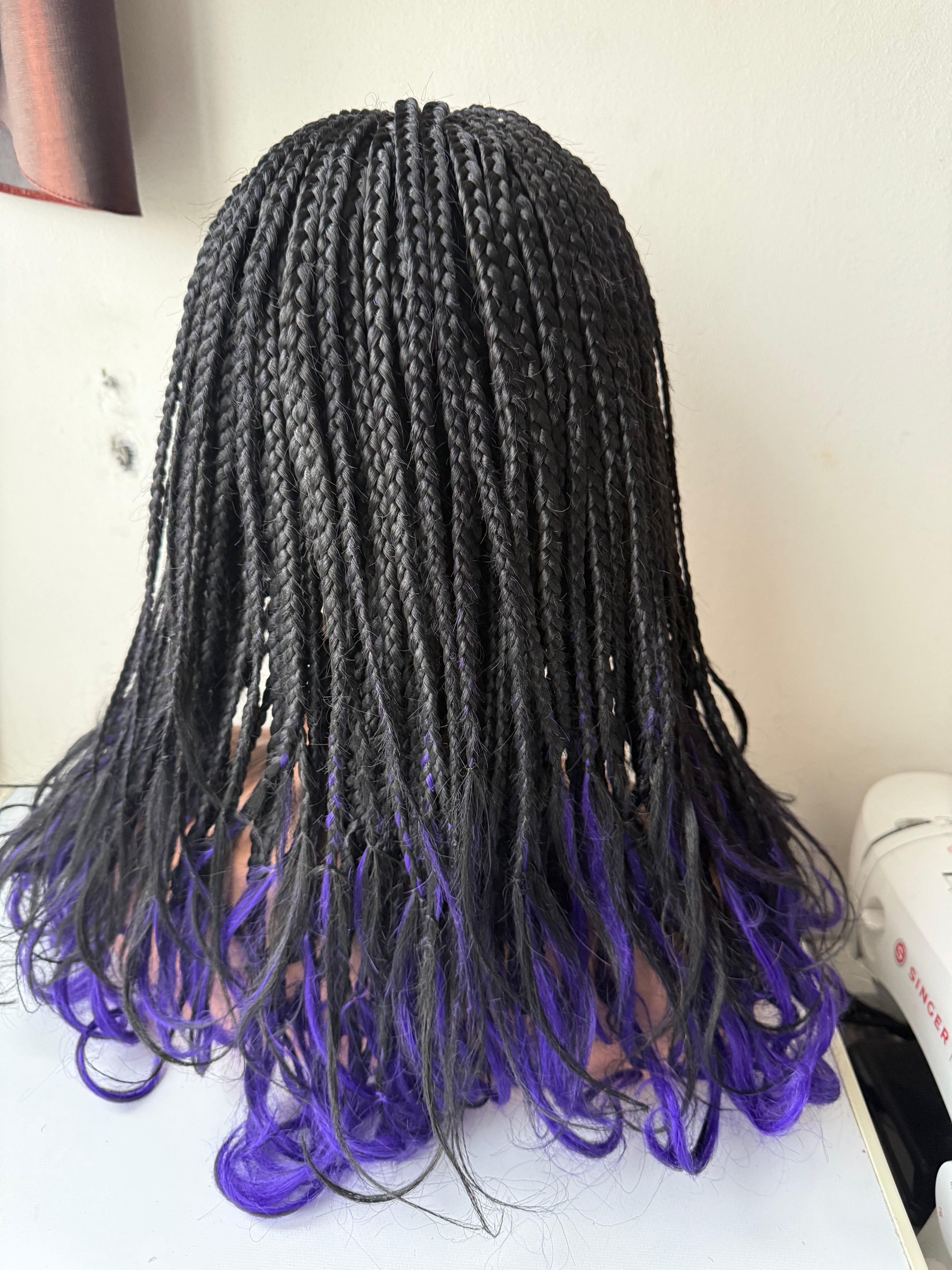 Perruque tressée pony pointes violettes -  NIELY