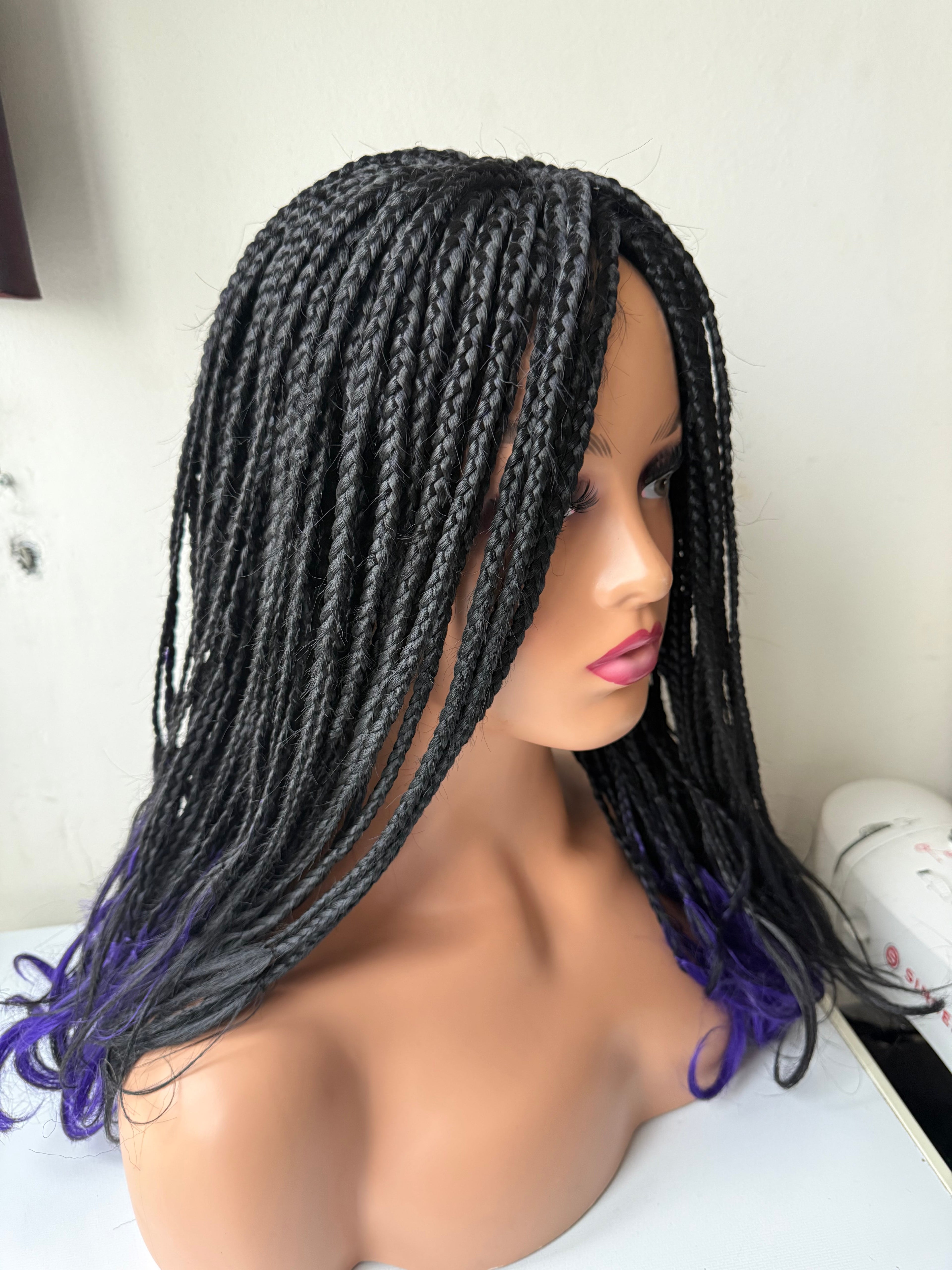 Perruque tressée pony pointes violettes -  NIELY