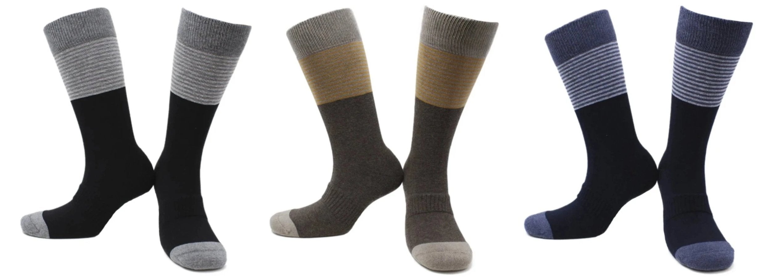 Chaussettes Total Confort Coton Écologique - Noir, Café, Bleu Marine (3 paires)