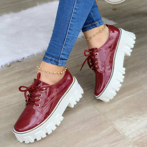 Mizoushop – Chaussures Oxford Femme Plateforme Talon Bloc | Rose, Rouge, Noir | EU 35-45