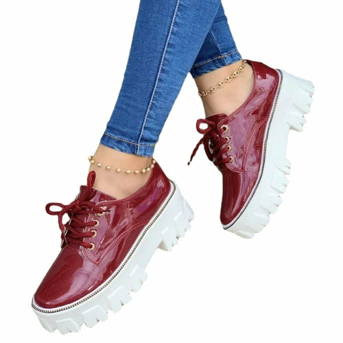Mizoushop – Chaussures Oxford Femme Plateforme Talon Bloc | Rose, Rouge, Noir | EU 35-45