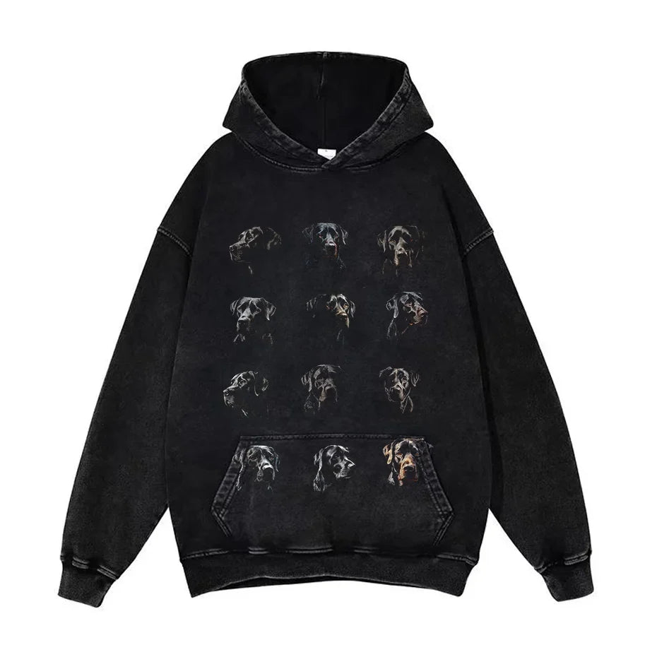 Anime Pain Graphic Hoodie Men's Retro Washed Harajuku Streetwear