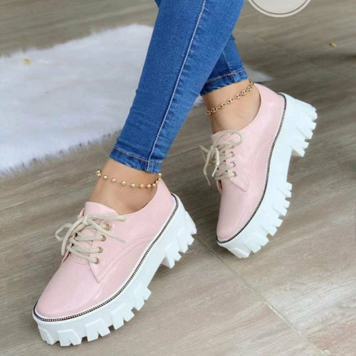 Mizoushop – Chaussures Oxford Femme Plateforme Talon Bloc | Rose, Rouge, Noir | EU 35-45