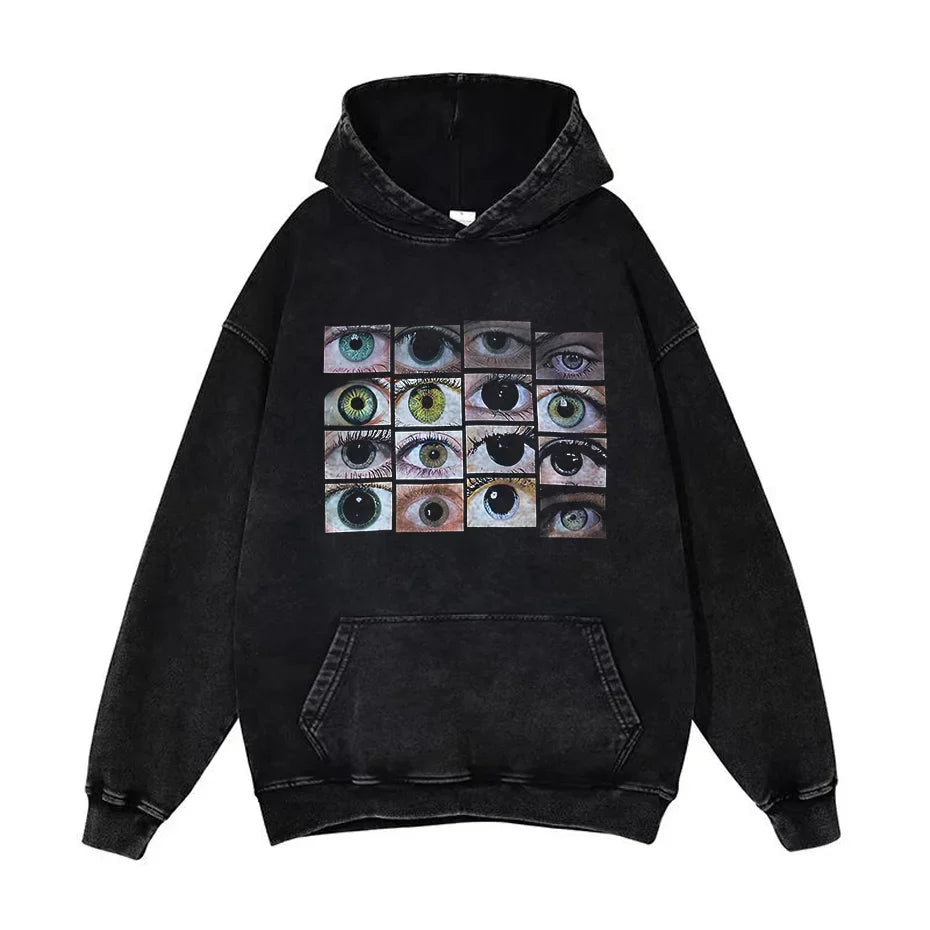 Anime Pain Graphic Hoodie Men's Retro Washed Harajuku Streetwear