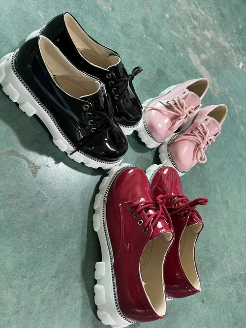 Mizoushop – Chaussures Oxford Femme Plateforme Talon Bloc | Rose, Rouge, Noir | EU 35-45