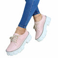 Mizoushop – Chaussures Oxford Femme Plateforme Talon Bloc | Rose, Rouge, Noir | EU 35-45