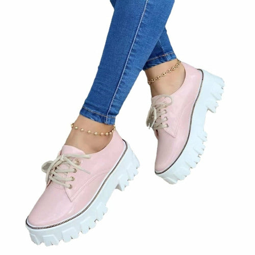 Mizoushop – Chaussures Oxford Femme Plateforme Talon Bloc | Rose, Rouge, Noir | EU 35-45