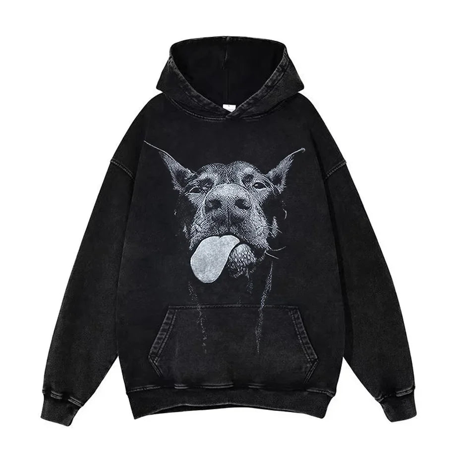 Anime Pain Graphic Hoodie Men's Retro Washed Harajuku Streetwear