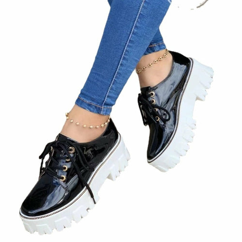 Mizoushop – Chaussures Oxford Femme Plateforme Talon Bloc | Rose, Rouge, Noir | EU 35-45