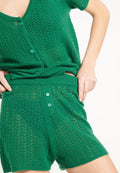 Mini short femme en cachemire ajouré vert émeraude - AVA 14