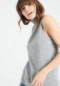Pull col roulé sans manches femme en cachemire gris clair - LILLY 13