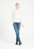 Pull col rond femme en cachemire blanc écru - MIA 17