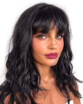 Perruque brésilienne avec frange en vrais cheveux raw ondulés - Lindorie