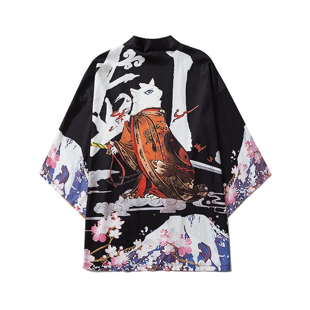 Men Women Chinese Style Anime Panda Samurai Kimono Streetwear Cardigan Japanese Robe Female Clothing
