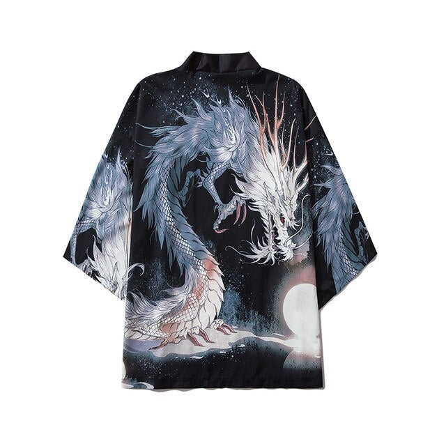 Men Women Chinese Style Anime Panda Samurai Kimono Streetwear Cardigan Japanese Robe Female Clothing