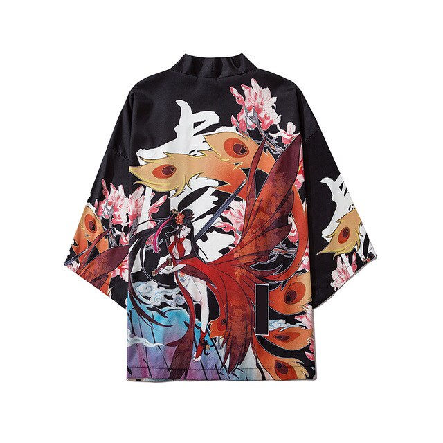Men Women Chinese Style Anime Panda Samurai Kimono Streetwear Cardigan Japanese Robe Female Clothing