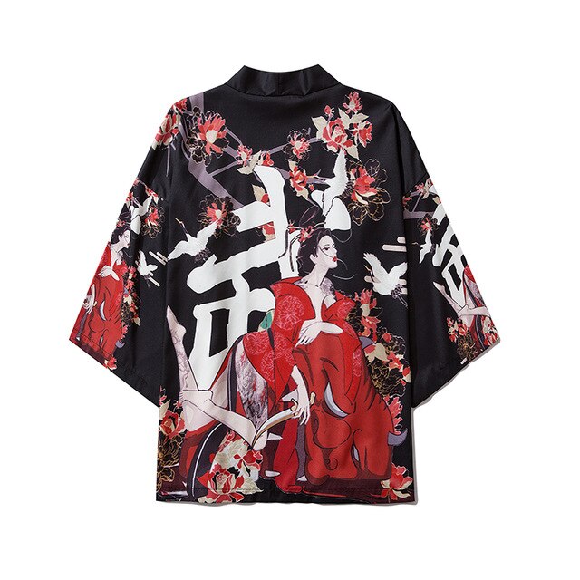 Men Women Chinese Style Anime Panda Samurai Kimono Streetwear Cardigan Japanese Robe Female Clothing