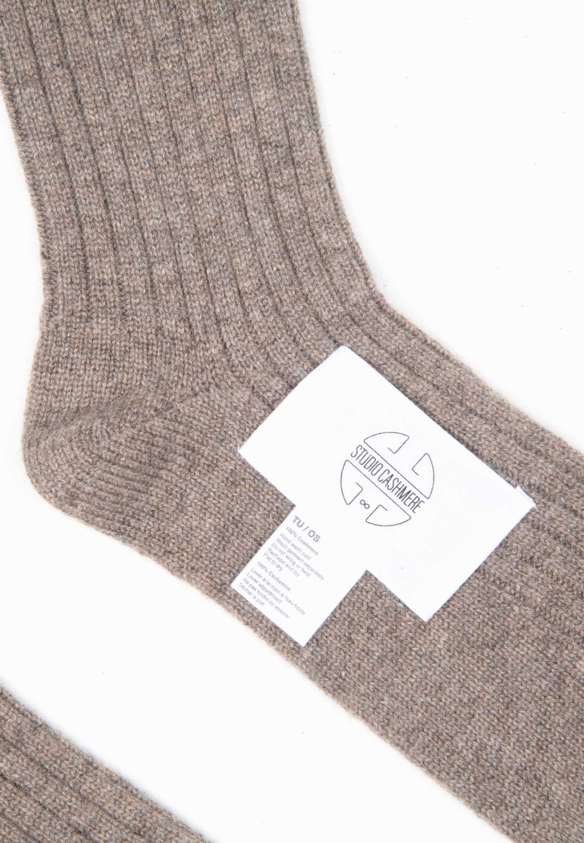 Chaussettes homme en cachemire 4 fils taupe - UNI 13