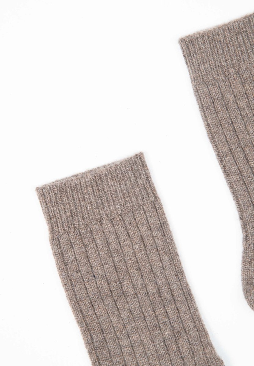 Chaussettes homme en cachemire 4 fils taupe - UNI 13