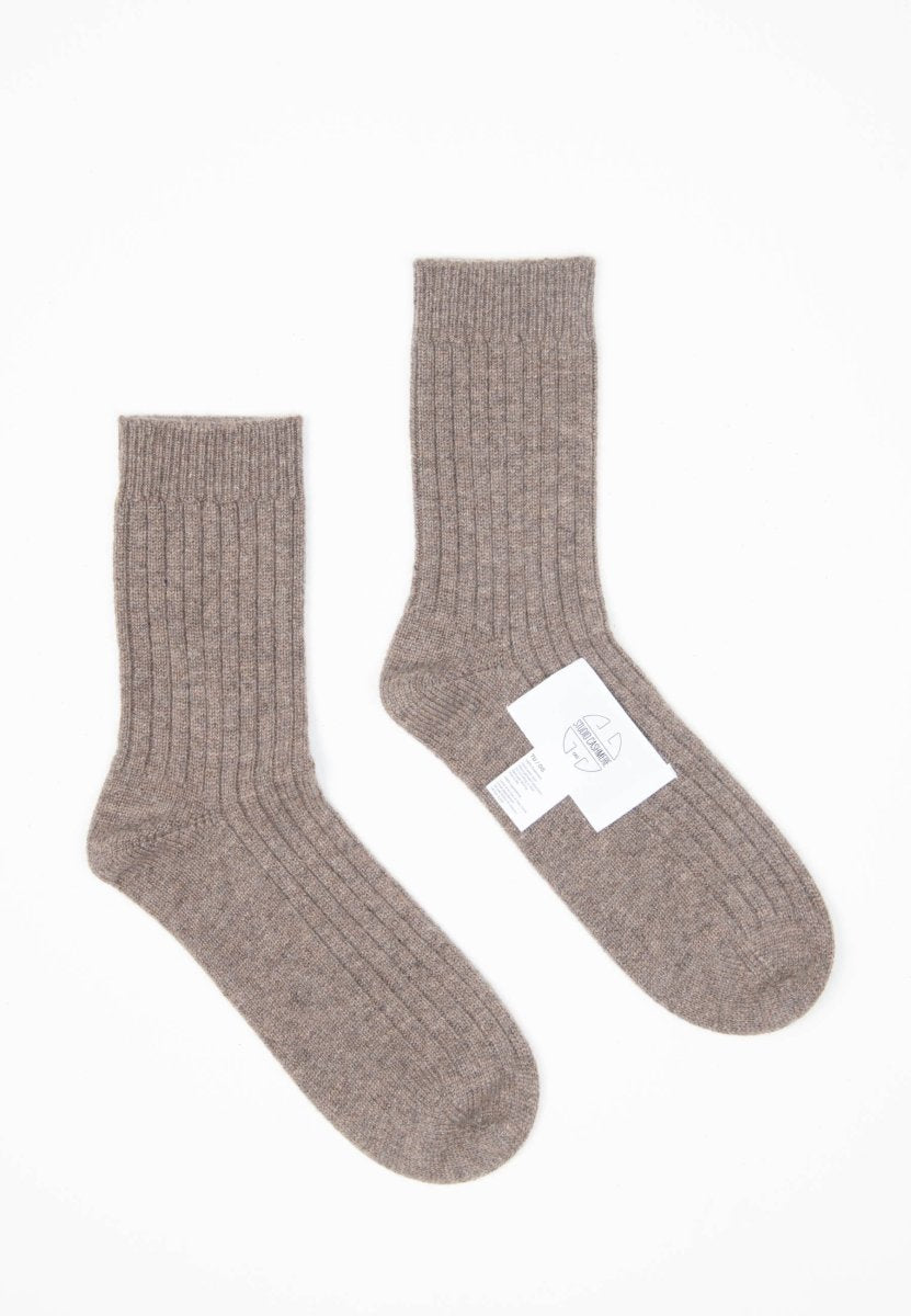 Chaussettes homme en cachemire 4 fils taupe - UNI 13