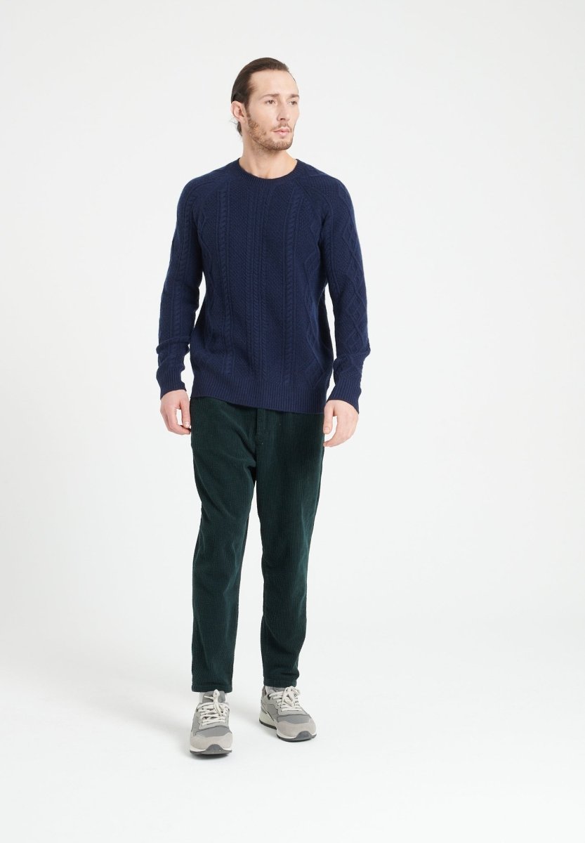 Pull col rond homme en cachemire 6 fils bleu marine - ZACH 1
