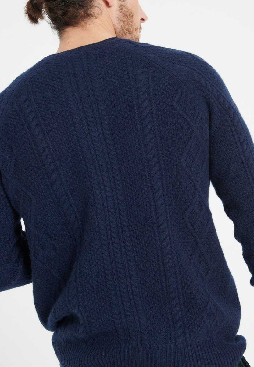 Pull col rond homme en cachemire 6 fils bleu marine - ZACH 1