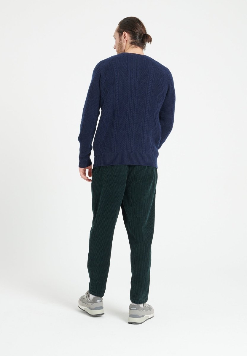 Pull col rond homme en cachemire 6 fils bleu marine - ZACH 1