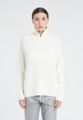 Pull col rond manches raglan femme en cachemire 6 fils blanc écru - ZAYA 7